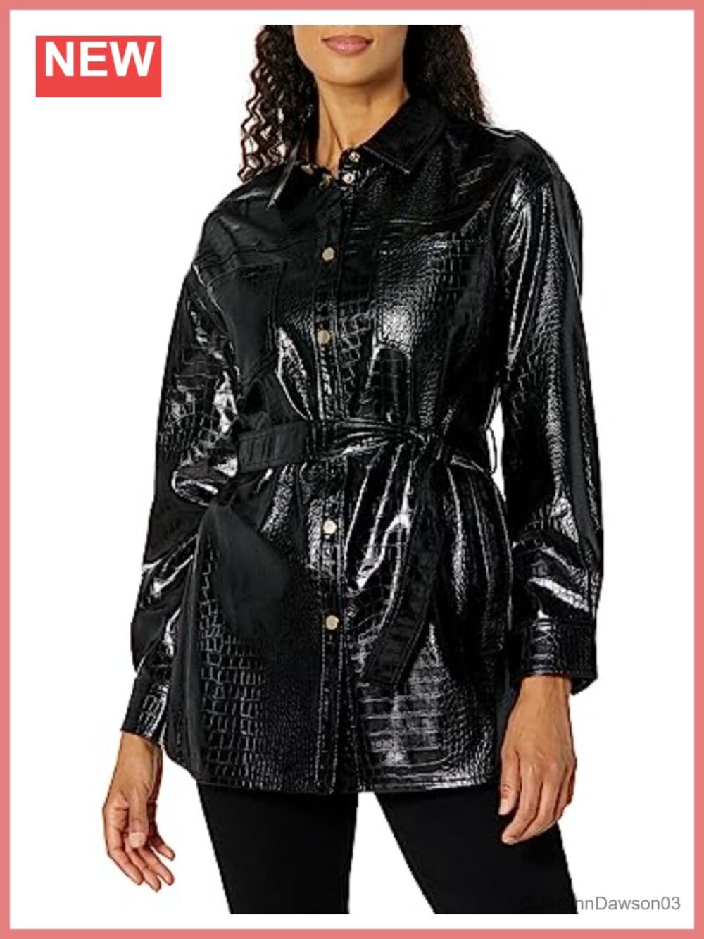 PU Leather Crocodile Pattern Belted Blouson Jacket – Women's Faux Leather